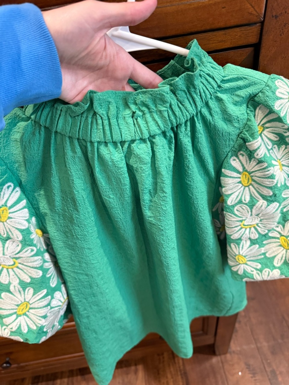 THML Green Puff-Sleeve Daisy Blouse - Picture 3 of 5